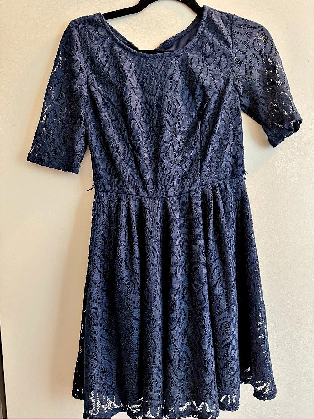 A. Byer Lace Mini Dress Blue XS Like New